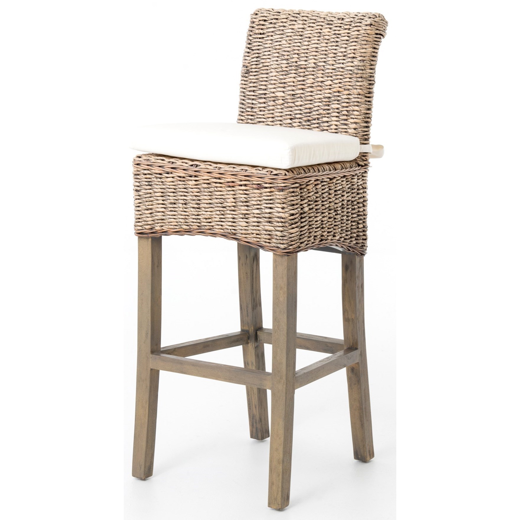Four Hands Grass Roots JCHR B1BSG GRY Woven Banana Leaf Barstool w